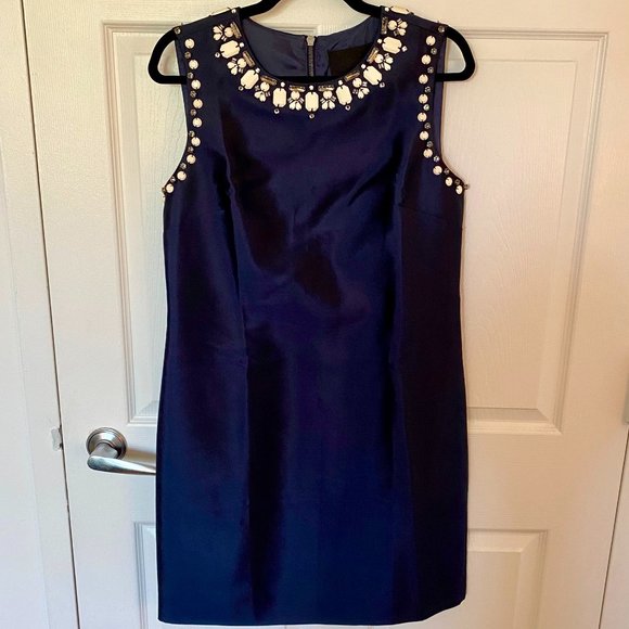 NWT J.Crew Jeweled Neckline Shift Dress C0430 - Picture 1 of 2